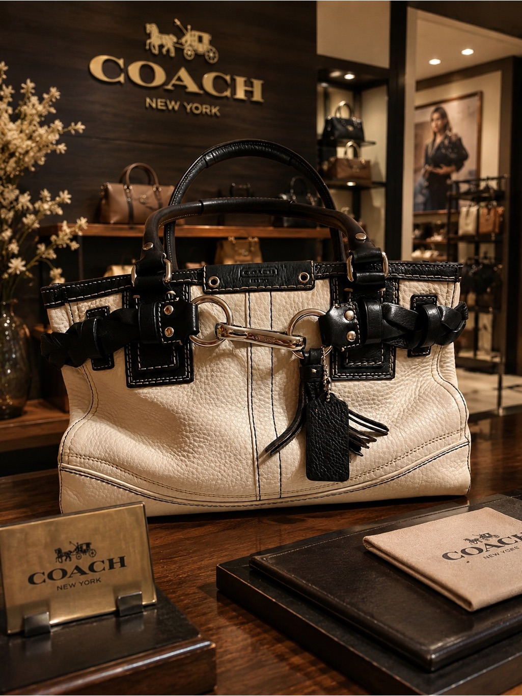 Coach Hamptons Braided Leather Satchel Carryall